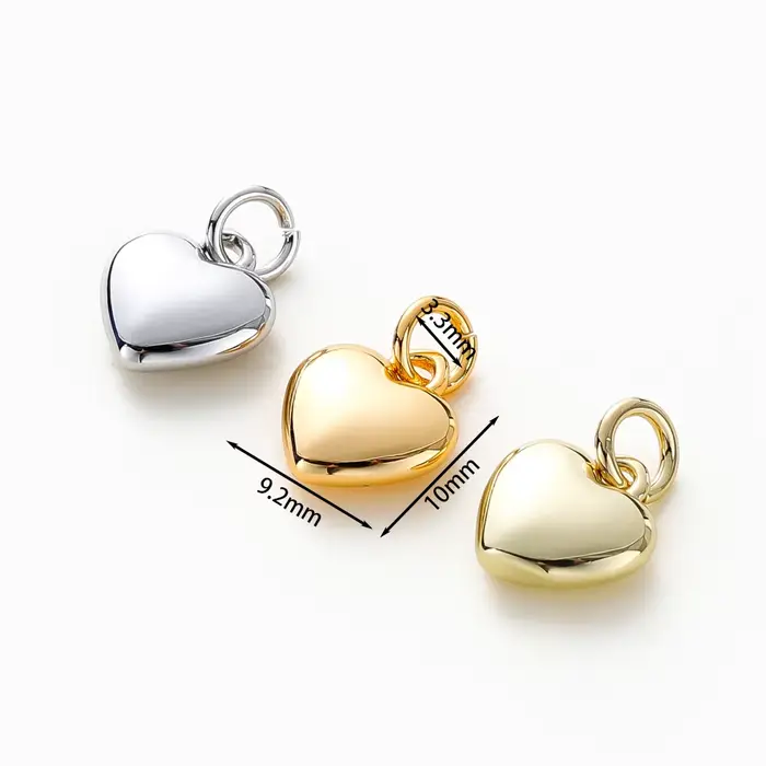 Breloque en forme de cœur plaqué or 14K 18K