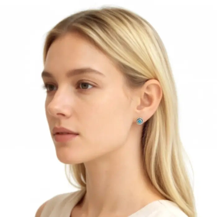 Boucles d'oreilles ethniques rondes en turquoise