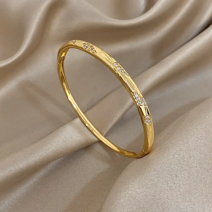 Freetry – Bracelet de luxe plaqué or en Zircon brillant pour femmes, minimaliste, rond, fin, ouvert,