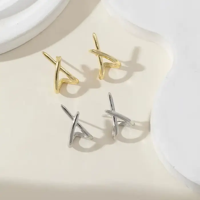 Boucles d'oreilles croisées en acier inoxydable pour femmes et filles