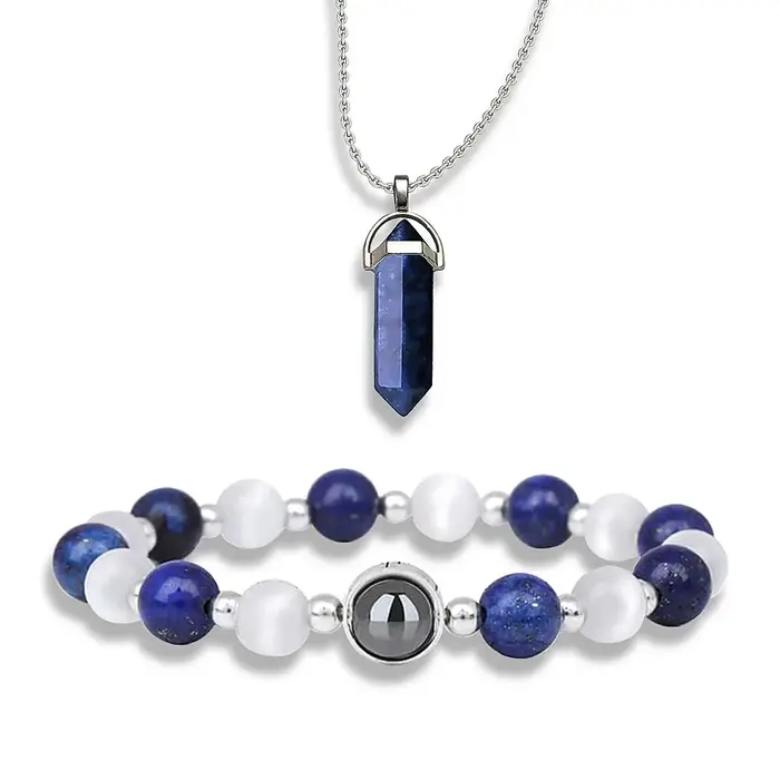 Bracelet et collier en Lapis Lazuli naturel