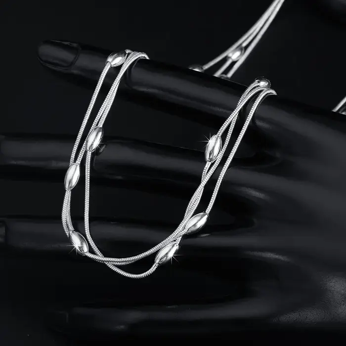 Collier de perles en argent sterling 925 pour femmes, accessoires de luxe, à la mode, pour fête de m