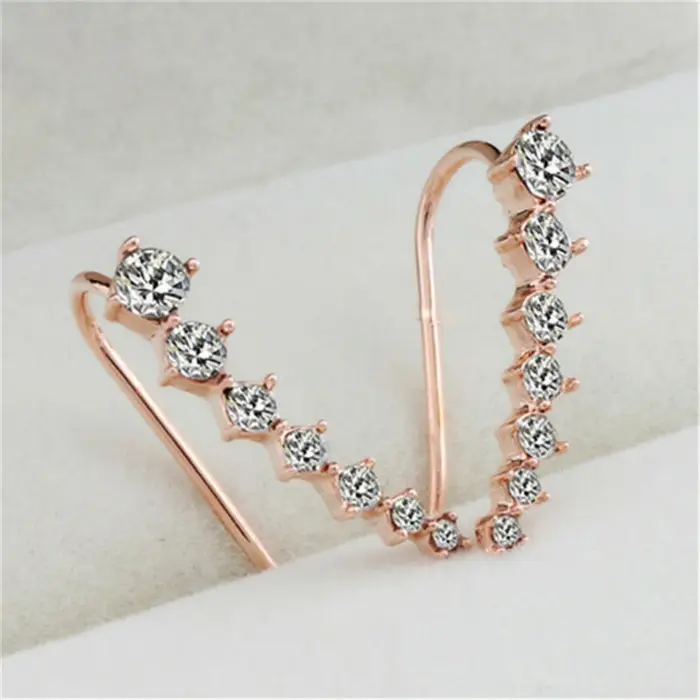 Boucles d'oreilles grimpantes en cristal, 1 paire, chic, avec strass transparents, pour femme, bijou