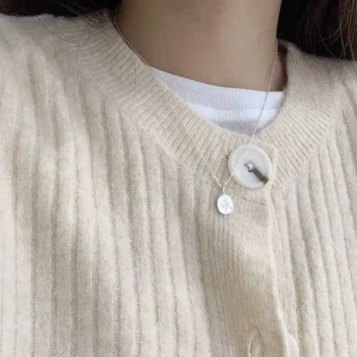 ANENJERY – collier ovale en forme de fleur de Rose pour femmes, couleur argent, chaîne de pull exqui