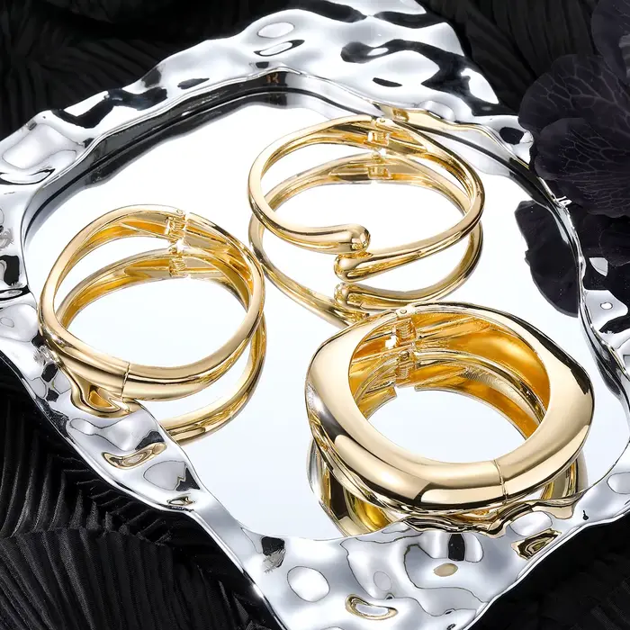 3 Styles Vintage Hip Hop métal manchette bracelets Punk or argent couleur géométrique printemps bracelets pour femme Bracelet hommes bijoux