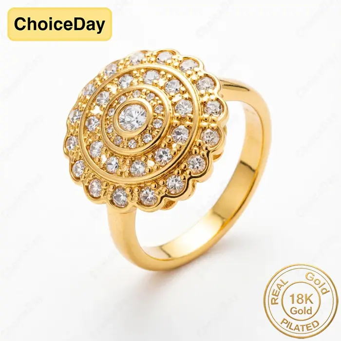 Bague florale luxueuse en zircon rose/blanc plaqué or 18 carats pour femme, bijou tendance pour mari