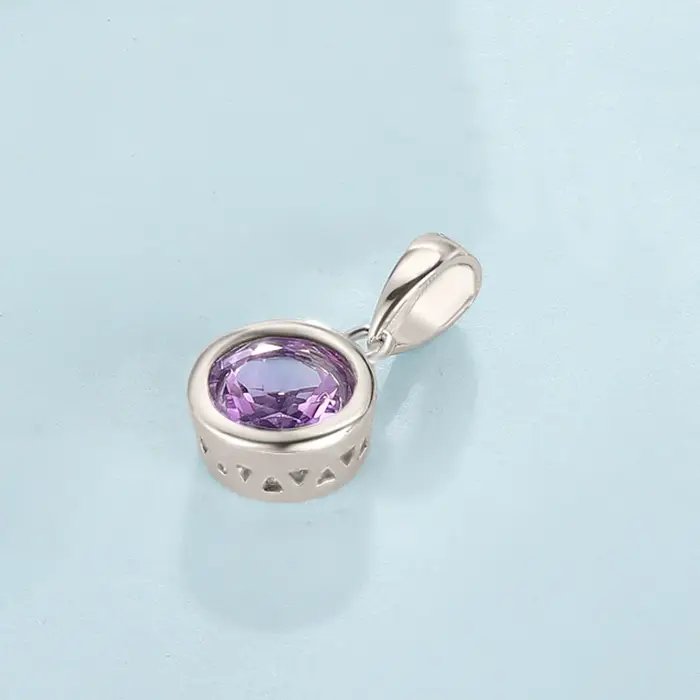 LAYA – collier avec pendentif en argent Sterling 925, améthyste naturelle, réglage de la lunette, bi