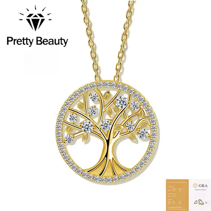 Collier pendentif Arbre de Vie en moissanite Pretty Beauty pour femmes