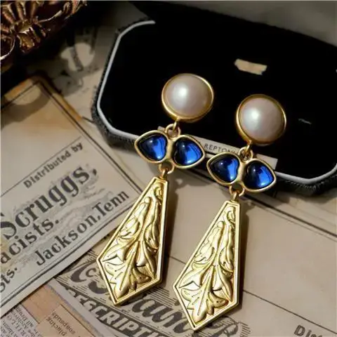 Boucles d'oreilles de luxe en pierres précieuses plaquées or 18 carats