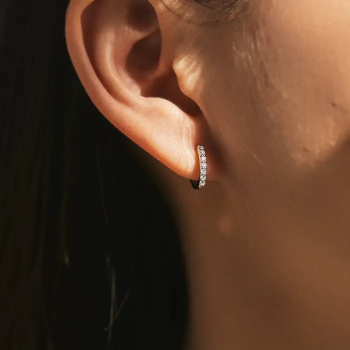MODIAN D couleur scintillante Moissanite boucles d'oreilles 925 en argent Sterling classique brillant cercle