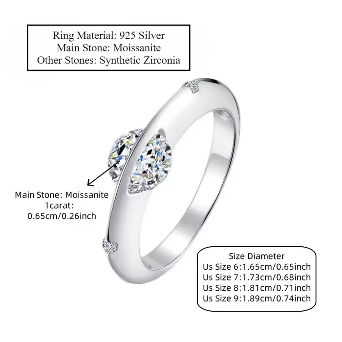 Une bague élégante et de haute qualité en argent sterling 925 avec un moissanite de 1 carat et une sphère scintillante en forme d'étoile tournoyant autour.
