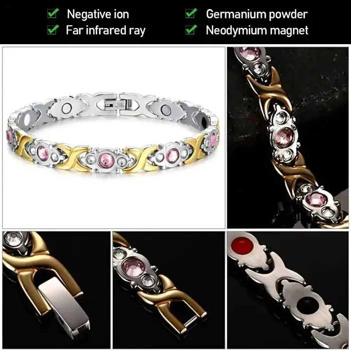 Bracelet de thérapie magnétique amovible noir pour femmes