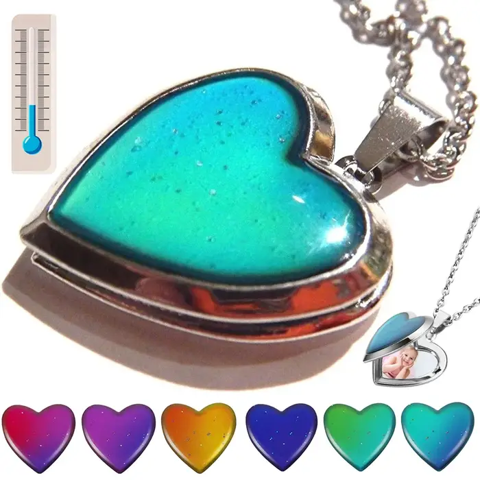 Collier médaillon d'humeur en forme de cœur