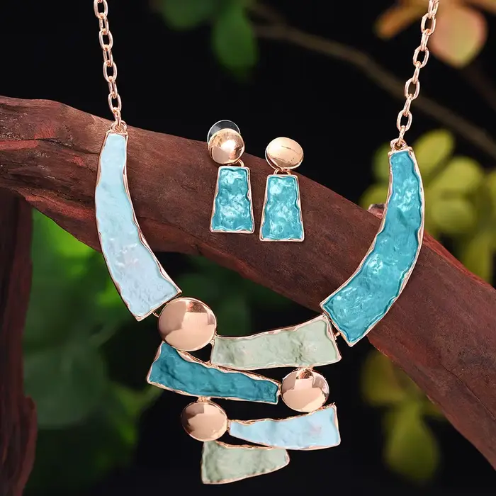 MeiceM – ensemble de bijoux multicolores en alliage de Zinc, mode géométrique élégante pour femmes, 