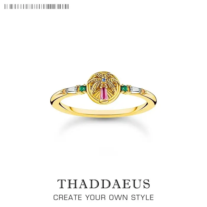 Bague dorée en forme de palmier coloré, bijoux fins pour femmes, cadeau bohème flambant neuf en arge