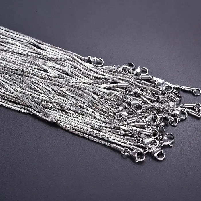 Collier serpent à longue chaîne en acier inoxydable, 45/50/60/70cm, pour femmes et hommes, bijoux ra