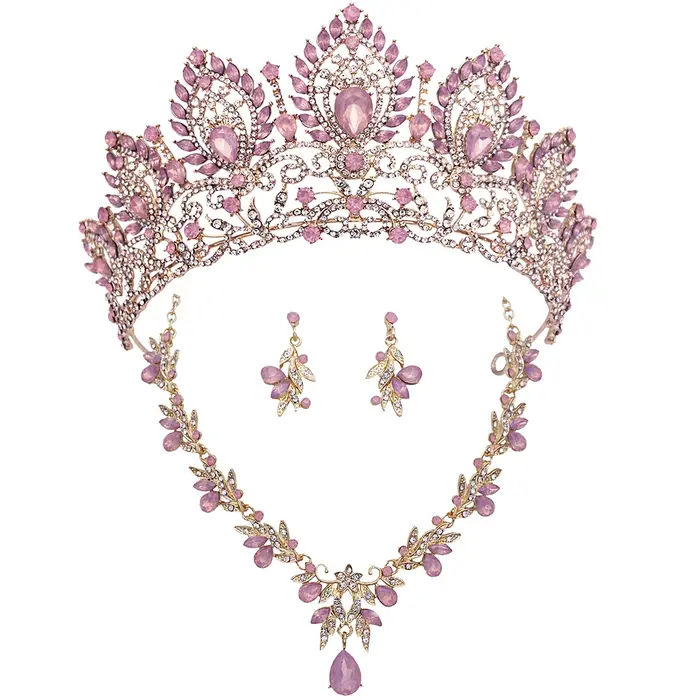 Ensemble de bijoux de mariée rose opale