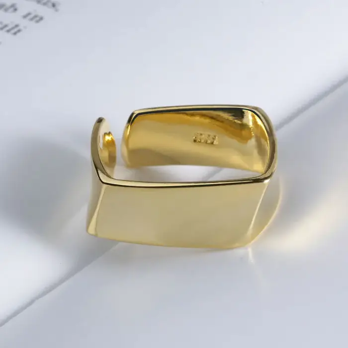 Bague géométrique carrée couleur argent pour femmes et Couples, Design créatif, mode Simple, personn