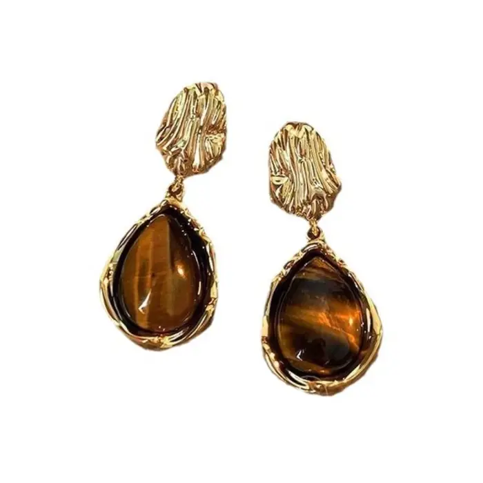 Vintage Style coréen Maillard marron oreille Clips femmes 2025 nouveau café à la mode irrégulier géométrique Clip boucles d'oreilles sans trou d'oreille