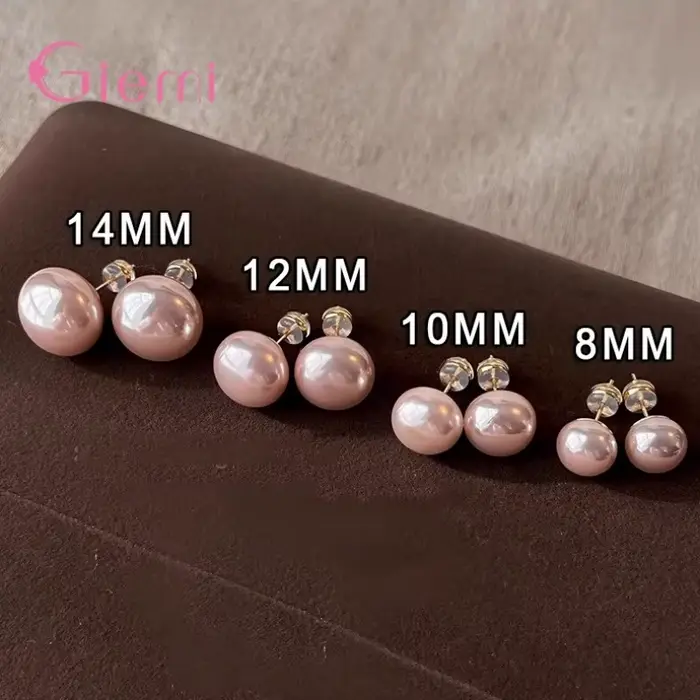 Boucles d'oreilles élégantes en perles roses brillantes pour femmes, exquises, en argent Sterling 92