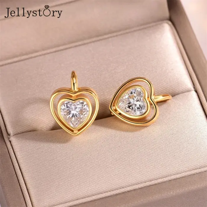 Boucles d'oreilles minimalistes en forme de cœur JellyStory