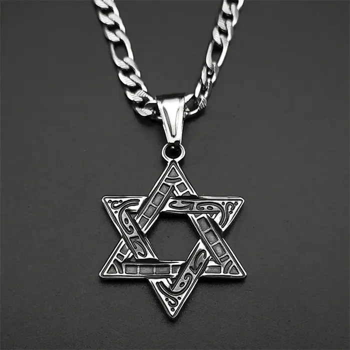 Pendentif étoile de David en acier inoxydable