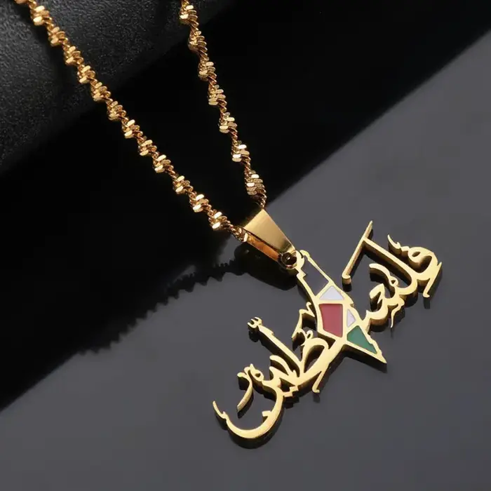 HNSP drapeau de la Palestine arabe pendentif en acier inoxydable Collier pour femmes bijoux accessoi