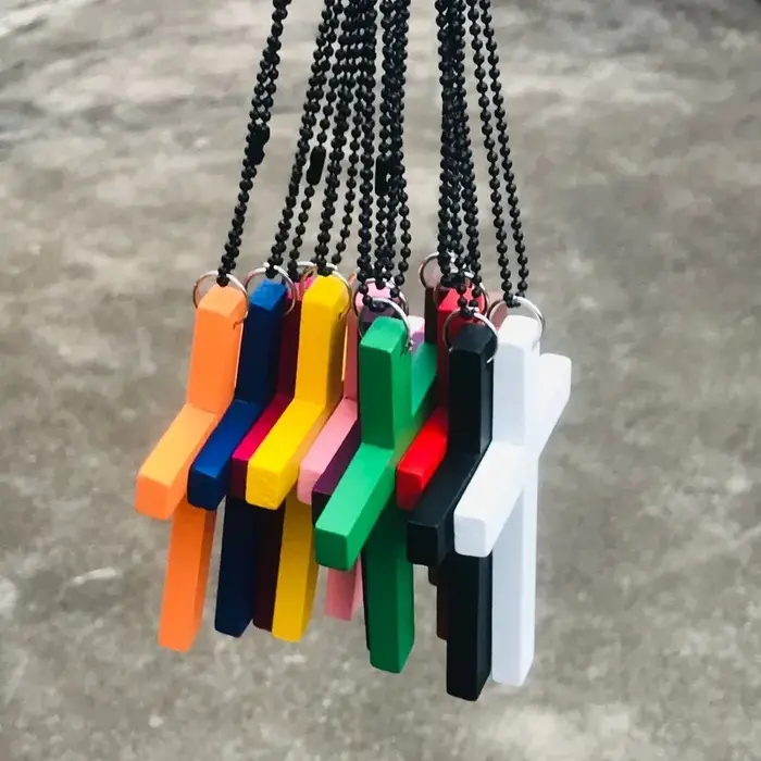 Collier Punk gothique avec pendentifs croix en bois pour femmes