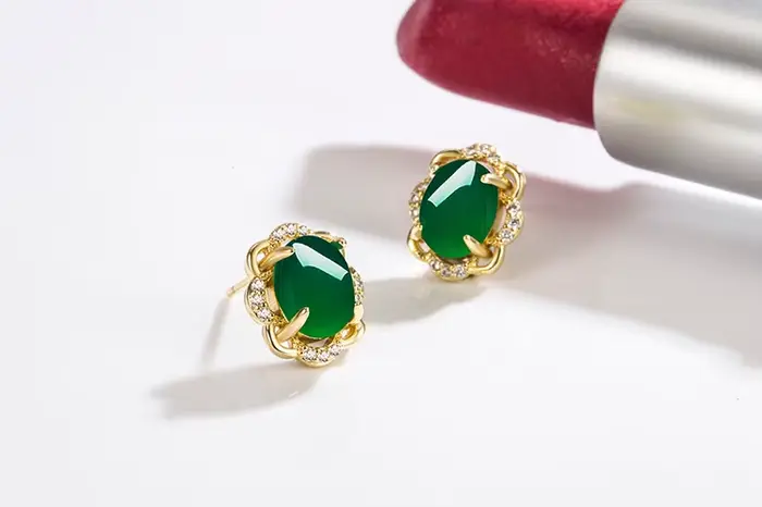 Boucles d'oreilles émeraude naturelle pour femmes