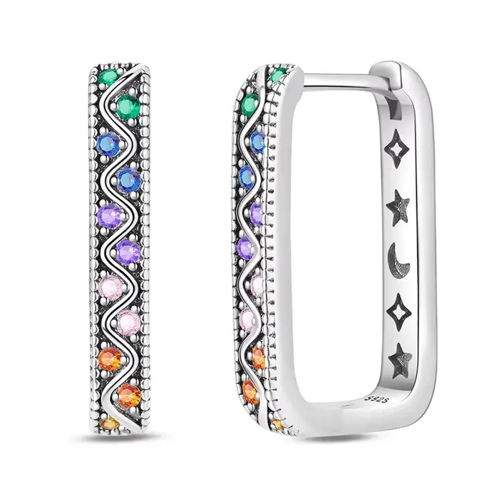 Boucles d'oreilles en argent Sterling 925 pour femmes, boucles d'oreilles carrées en zirconium arc-e