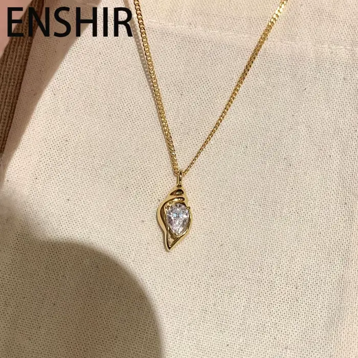 ENSHIR – collier avec pendentif en zircon couleur or pour femmes, chaîne de clavicule, Design de luxe, bijoux français Vintage, cadeaux, vente en gros