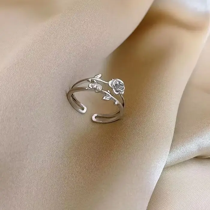 Bagues de Couple gothiques Double couche Rose pour hommes et femmes