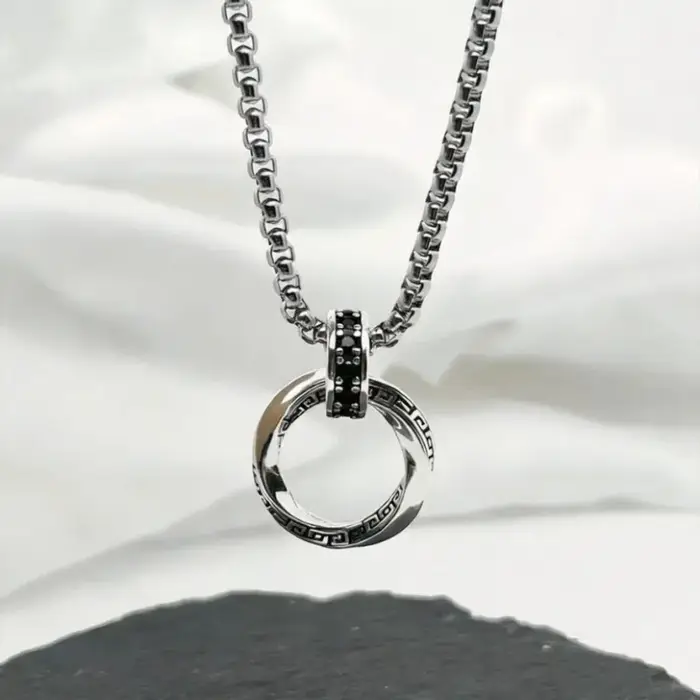 Collier Pendentif Homme Vintage en Argent Sterling 925 Hip Hop pour Femme et Homme, Bijoux de Mariag