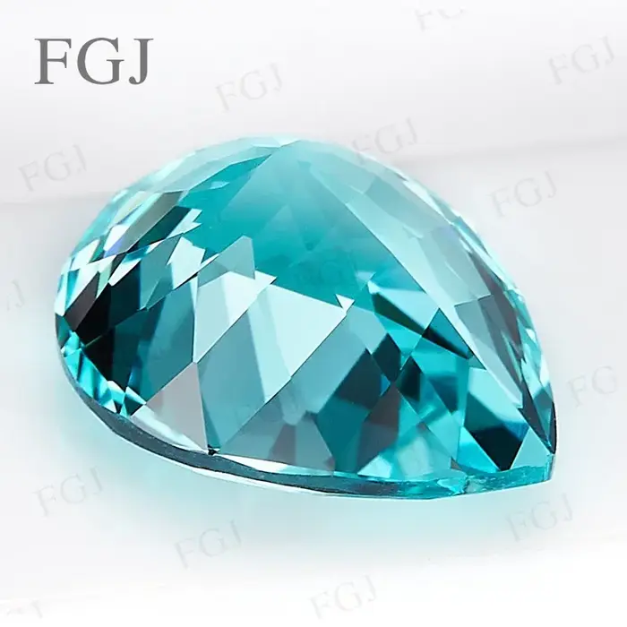 Pierres précieuses Paraiba cultivées en laboratoire en forme de poire, pierres amples pour femmes, b