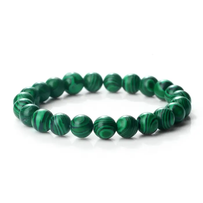 Bracelet en malachite verte de 8 mm pour femmes et hommes, bracelet en pierre de malachite naturelle