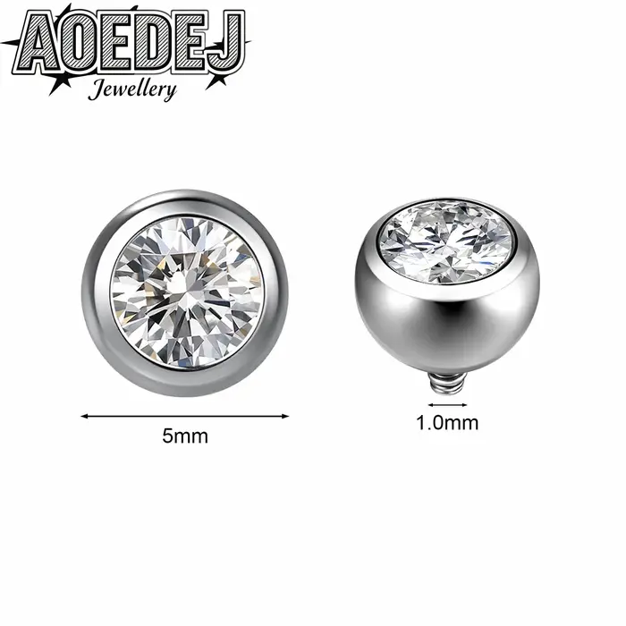 AOEDEJ 1-10 pièces/lot Têtes de clous d'oreilles en cristal CZ 18G, en acier inoxydable, pour labret