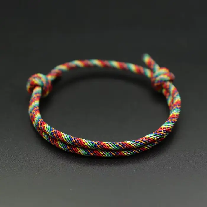 Bohème 100% coton corde Bracelet hommes femmes bohême fait à la main Macram Braslet réglable LGBT Brazalete plage accessoires cadeau
