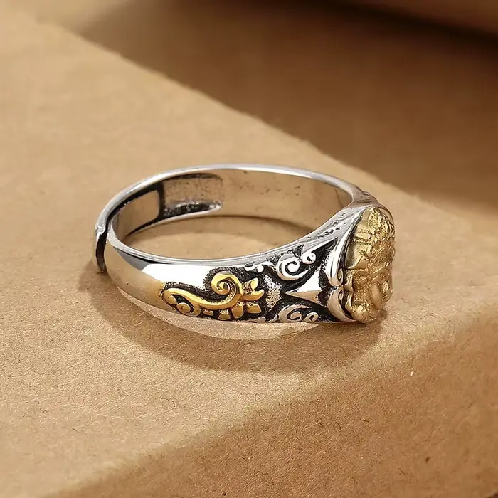 Bague Vintage en or et argent pour hommes