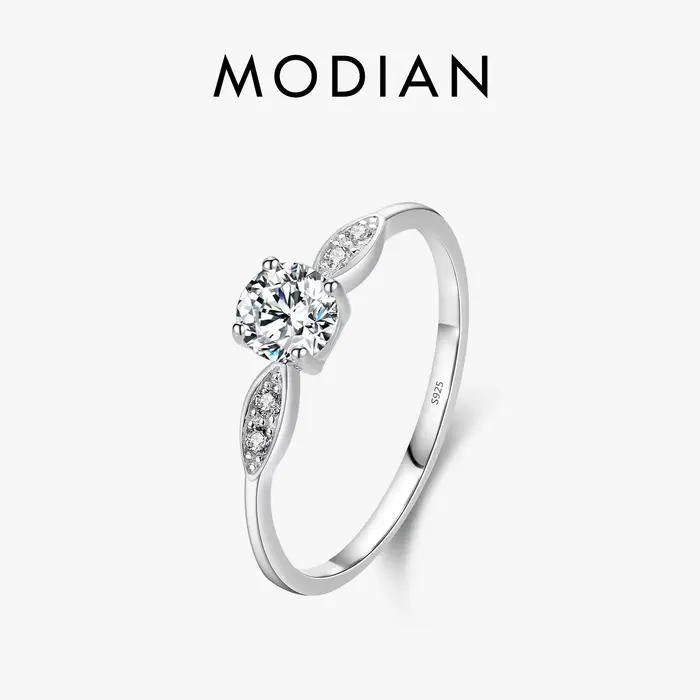 Modian – bague de mariage romantique en argent Sterling 925 véritable, ronde en zircone, classique, 