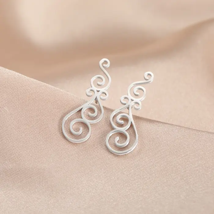 Boucles d'oreilles spirales florales en filigrane acier inoxydable pour femmes occasions spéciales cadeau anniversaire engagement fête