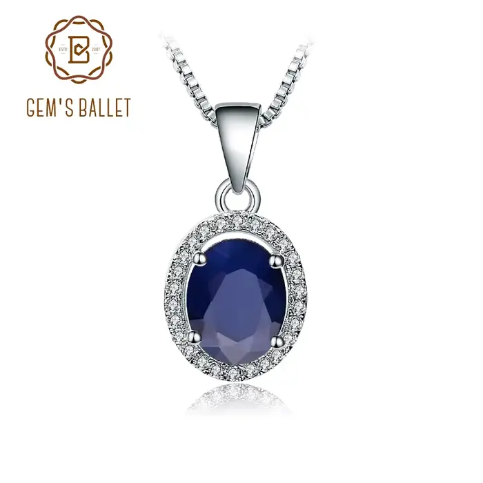 Gem's Ballet – collier avec pendentif en argent 585 pour femmes, bijoux en saphir bleu naturel, or 925, 14K, 10K, 18K