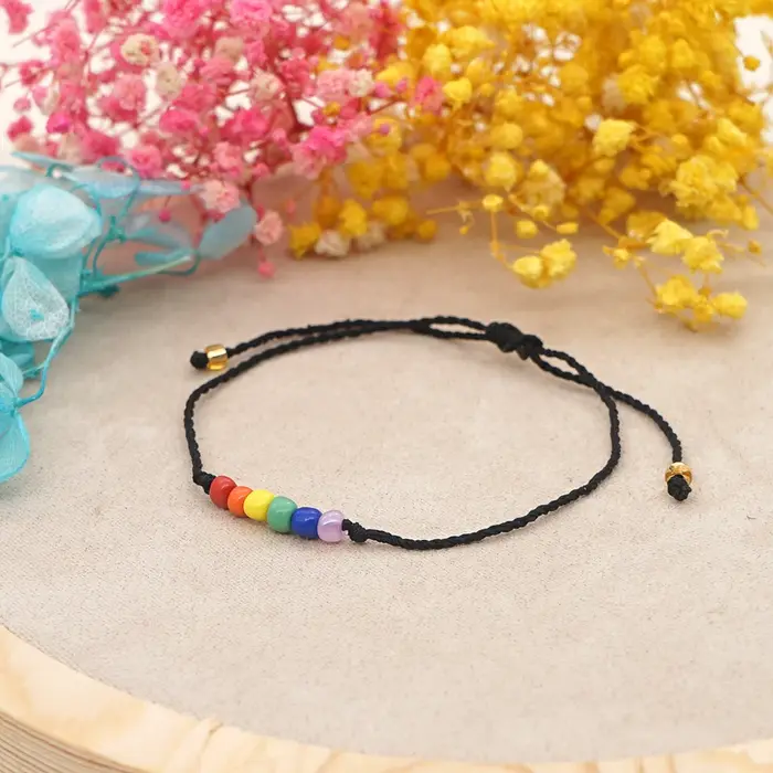 Go2Boho – Bracelet de perles d'amitié en perles arc-en-ciel