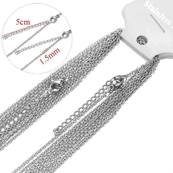 10 pièces 45 + 5 cm couleur or chaînes à maillons en acier inoxydable en vrac colliers bijoux de mod