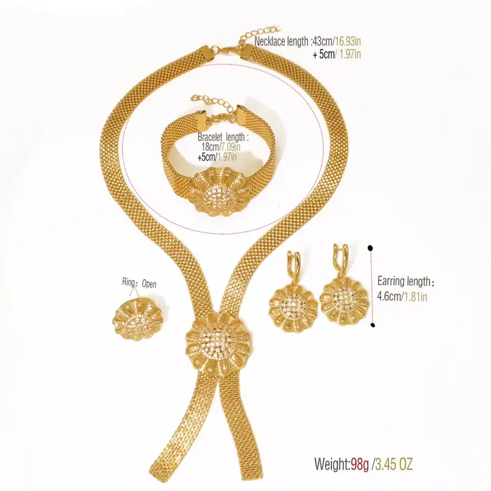 GZJPEI 2025 nouveau Dudai femmes ensemble de bijoux brillant zircon cubique haute qualité 18K plaqué or