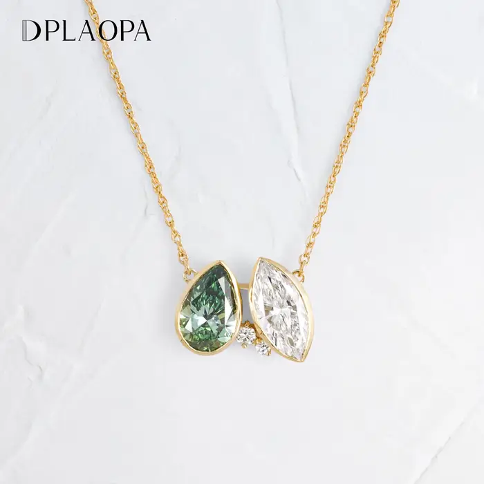 Pendentif en forme de poire marquoise en argent Sterling 925 avec Zircon vert et bleu collier CZ pour femmes bijoux de luxe pour occasions spéciales