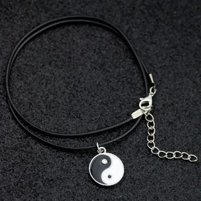 Collier Yin Yang Bagua en alliage avec design en forme de goutte et chaîne