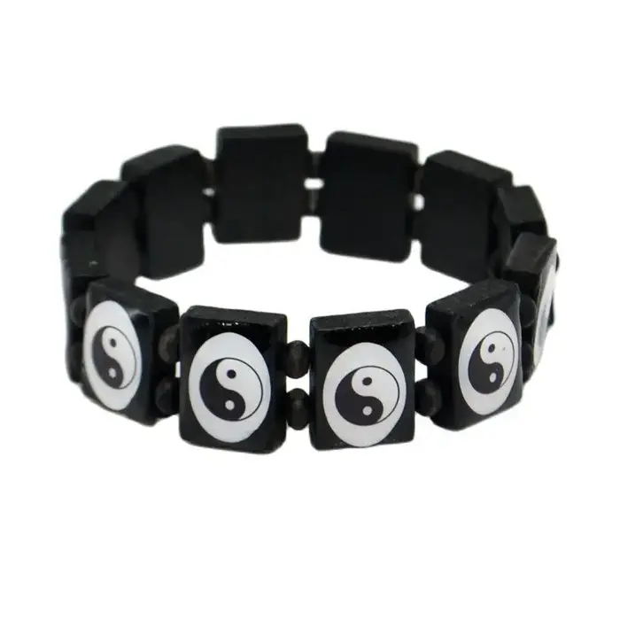 Bracelet en bois de Tai Chi Yin Yang, symbole traditionnel chinois, amulette, bijoux à la mode