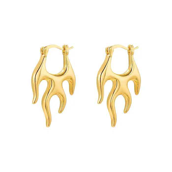Boucles d'oreilles créoles à fleurs creuses dorées Double couche pour femmes, boucles d'oreilles à f