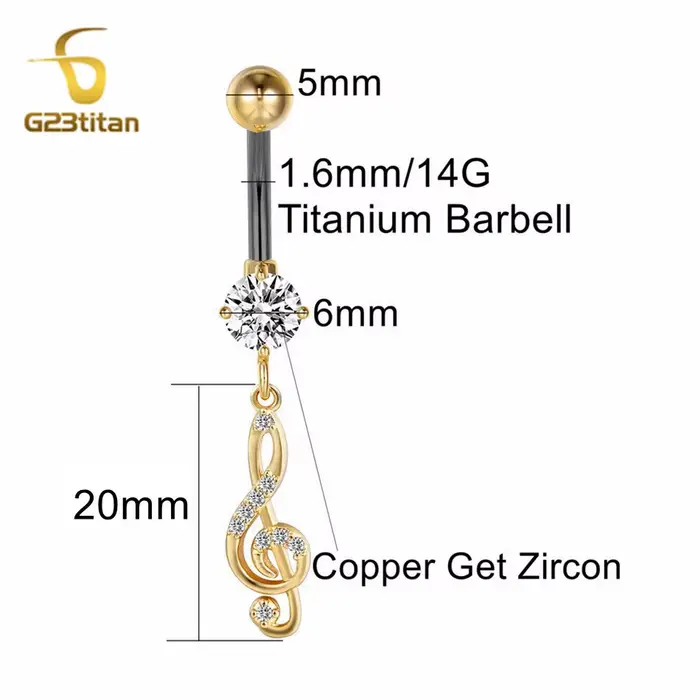 Zunderes-Anneaux de nombril pendants en titane médical pour hommes et femmes, micro incrusté sur not