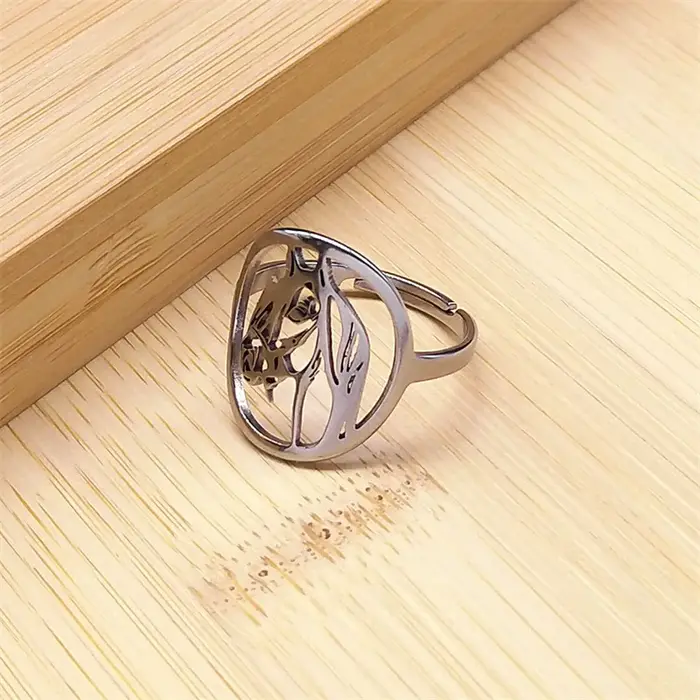 AFAWA cheval anneaux pour femmes hommes acier inoxydable couleur argent Animal ouverture réglable an